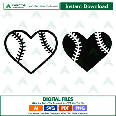 Baseball Heart, 2 Color Baseball Heart, Svg, Baseball Love, Baseball Mom, Mom Svg,Png,Dxf, Silhouette Svg, Cricut Svg, Digital Download Svg,