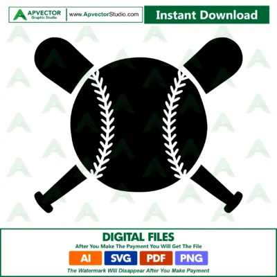 Baseball and Bat SVG Files | Baseball Bat SVG Cut Files | Baseball Silhouette SVG Vector Files | Baseball Bat Vector