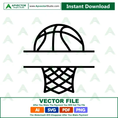 Basketball Hoop Frame SVG Files | Basketball Monogram Cut Files | Basketball Split Name Frame Vector | Basketball Vector